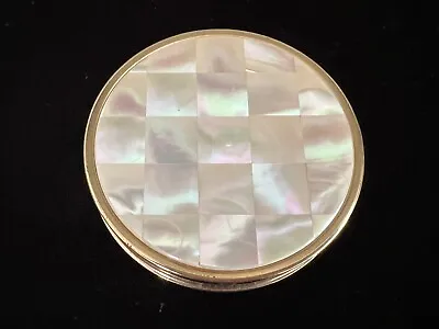 Max Factor Creme Puff Compact Pearlized Gold Tone Shell Pearl 2 3/4  Vintage • $34.99