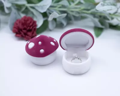 Blue Wine Red Luxury Handmade Mushroom Ring Box • $12