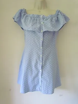 £10.99 • Buy Topshop Womens Blue Bardot Short Summer Dress Size 10      C82w