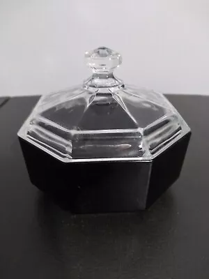 Vintage Mcm Black Glass Arcoroc Octime Sugar/ Candy Dish Bowl W Lid France 4-1/2 • $19.99