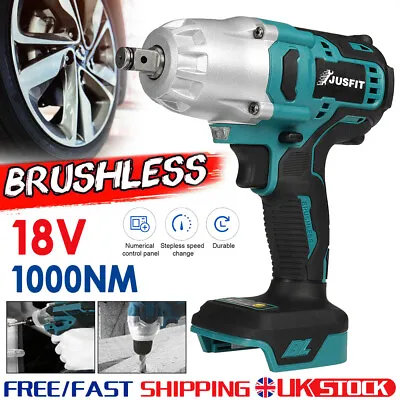 1000 Nm Brushless High Torque Impact Wrench 18 Volt Bare For Makita Battery • £31.99