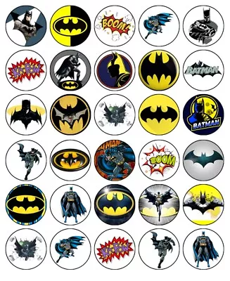 BATMAN Cupcake Toppers Edible Wafer Paper Birthday Cake Decorations 30 #01 • $6.40