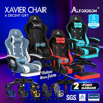 ALFORDSON Gaming Office Chair Racing Massage Leather Computer Seat Footrest • $119.95