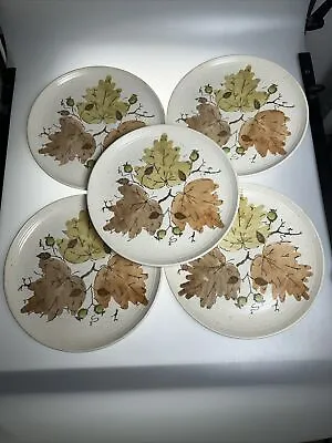 SET Of 5 Metlox Poppytrail WOODLAND GOLD 10” Dinner Plates FREE SHIPPING • $54.99