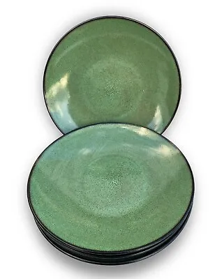 SET (4) Gabbay FUSION WASABI 11.5  Dinner Plates Green & Black Speckle Stoneware • $58.49