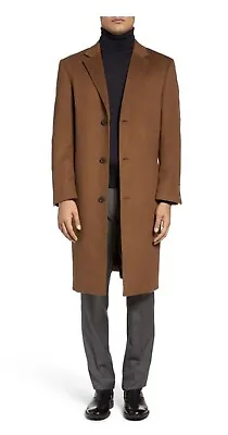 $350 • Buy #198 HART SCHAFFNER MARX Sheffield Wool & Cashmere Topcoat Size 42 L  Vicuna