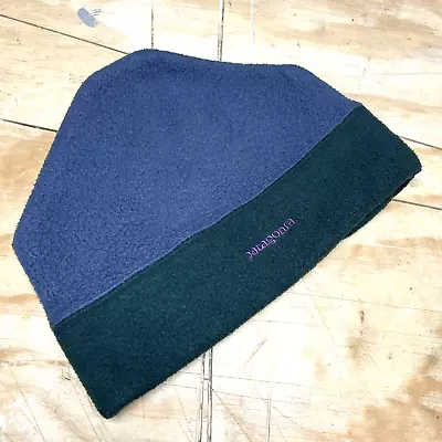 Vintage Patagonia Beanie Stocking Cap Fleece USA Green Blue • $28.62