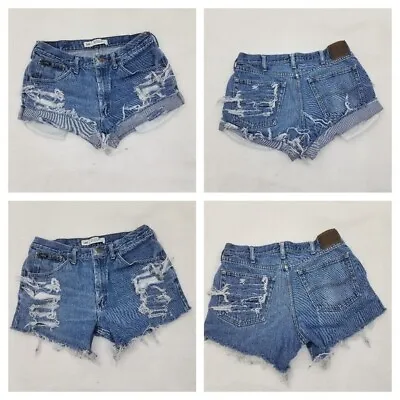 Vintage Lee Jean Shorts 34 14 Distressed Destroyed Cuff Mini Booty Festival Size • $24.99