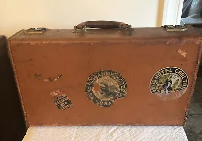 Vintage INNOVATION Briefcase Suitcase W/Travel Stickers W/Key Clean Interior! • $35