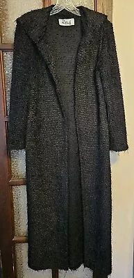 Vtg Ribkoff Black Eyelash Long Formal Maxi Sweater Jacket Rockabilly Goth Witch • $24.99