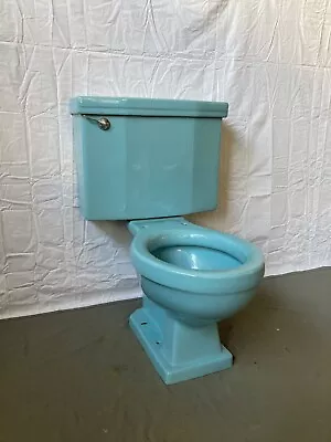 Vtg Deco Mid Century Regency Blue Porcelain Toilet Old Standard Bathroom 496-23E • $995