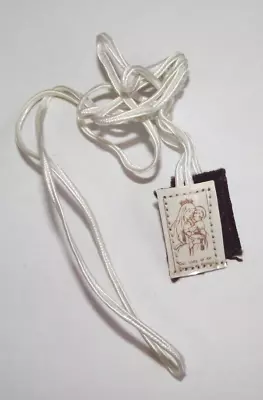 Vtg Small Tiny Brown Scapular Mary's Promise Shall Not Suffer Eternal Fire • $5