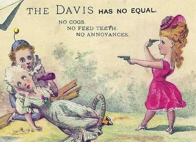 AB-274 Davis Sewing Machine Vertical Feed Three Women Guns Victorian Trade Card • $57.50