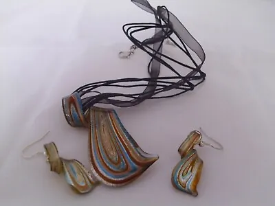 Murano Style Glass Earrings And Pendant Set Various Colours. BN • £5.99