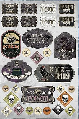 1 Sheet Halloween Apothecary Bottle Label Stickers Planner Supply DIY Crafts  • $2.50