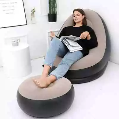 Inflatable Leisure Sofa Chair And Footstool Outdoor Folding Lounger Sofa • £35.99