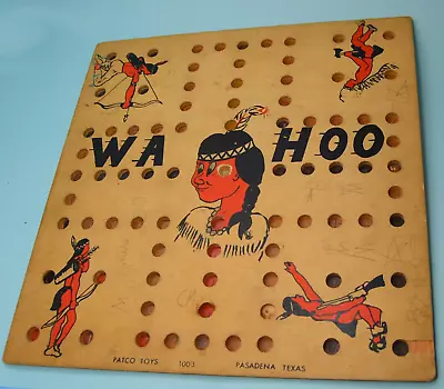 Vintage Wood Game Board Patco Toys Wahoo Native American Checkers FLAW • $35