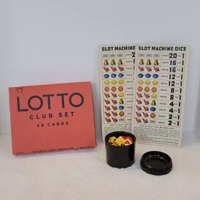 VTG 1940's SLOT MACHINE DICE 7 LOTTO CLUB SET 48 CARDS GAMES (LOT OF 2 GAMES) • $85