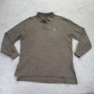 Polo Ralph Lauren Mens Gray Solid Cotton Long Sleeve Slit Golf Polo Shirt Size L • $21.99