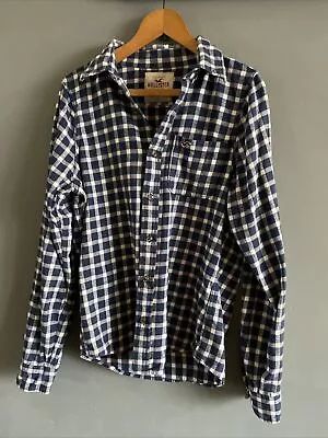 £10 • Buy Hollister Mens Check Shirt Blue & White Size Large
