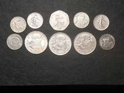 💎 World Coins With 3 Large Silver Mexico Un Peso! (96l) • $6.75