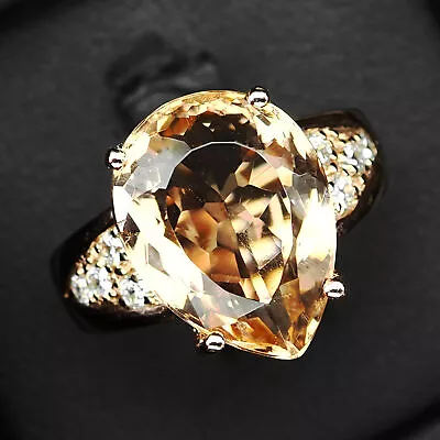 Morganite Peach Orange Pear 8.20 Ct. 925 Sterling Silver Rose Gold Ring Sz 6.25 • $35.72