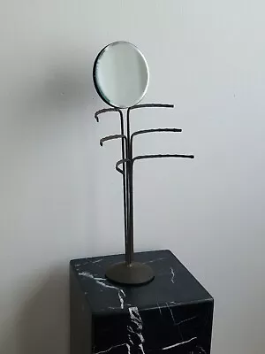 Brutalist Wrought Iron Jewelry Mirror Stand • $75