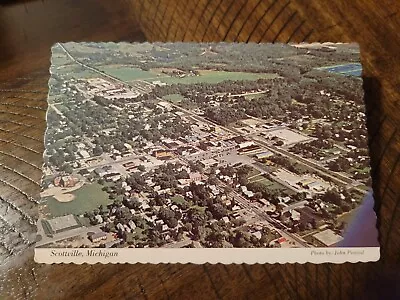 Postcard MI Michigan Scottville Mason County Birds Eye Aerial View • $2.49