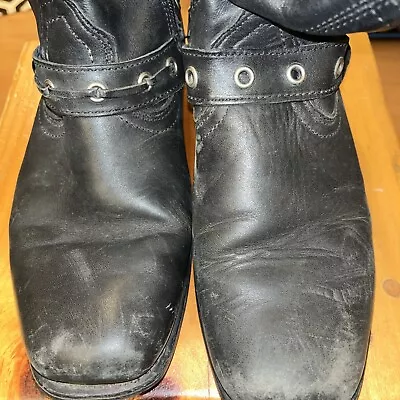 Womens Black Leather Harley Davidson Motorcycle Boots Size 10 • $14.99