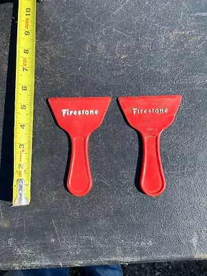 Vintage Firestone Ice Scrapers PAIR Accessory GM Ford Dodge Guide Gas Esso • $24