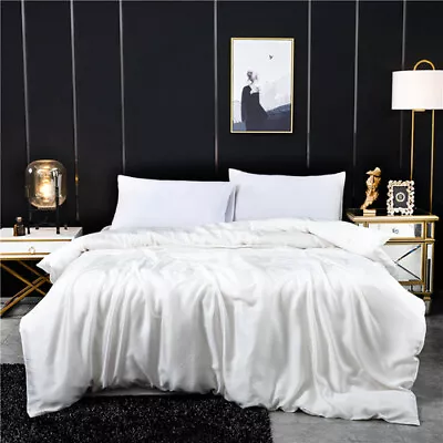 2021 100% Mulberry Silk Duvet Cover Hot Solid Color Queen Size Bed Cover • £92.53