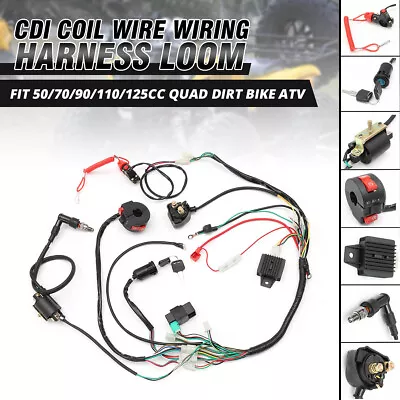 Wire Harness Wiring CDI Assembly 50/70/90/110cc/125cc For ATV Quad Bike Go Kart • $28.02