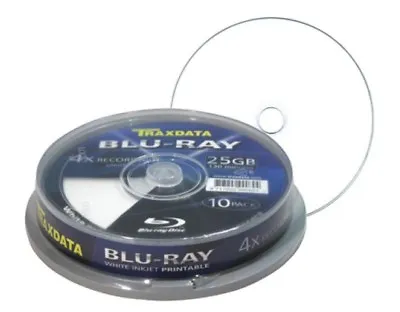 £63.99 • Buy 100 Traxdata Blank Blu Ray Discs 4x Printable Discs BD-R 25GB 130M Ritek Cakebox