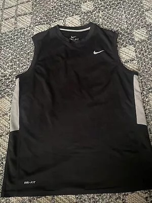 Nike Dri Fit Sleeveless Shirt Mens Large Black Gray Sz Large • $5.50