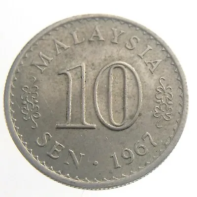 1967 Malaysia 10 Sen Circulated KM 51 Copper Nickel Coin Parliament House T358 • $9.99