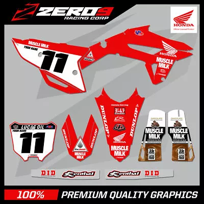 Custom MX Graphics Kit: HONDA CR / CRF 125-450 MOTOCROSS / MUSCLE MILK RED • $148.39