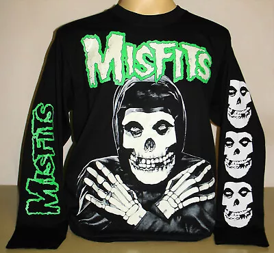 Misfits Skull Logo Glow Punk Rock Band Long Sleeve T-Shirt Size S M L XL 2XL 3XL • $20.99