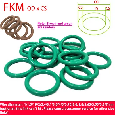 FKM O-Ring CS 5mm Fluororubber Oring Sealing OD 15 Mm - 465 Mm PH/Oil Resistant • $7.43