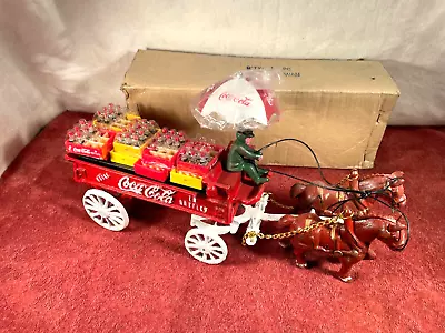 Coca-Cola Cast Iron Horse Drawn Wagon Umbrella Cases Of Coke & Original Box • $24.50