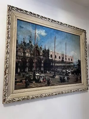 G.patrizio People & Birds Venice Scene Original Oil Canvas Laid On Wood Painting • $299.99