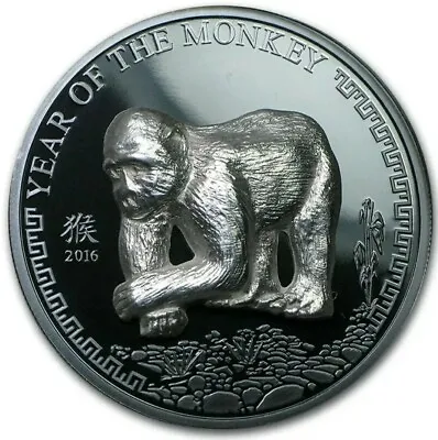 2016 500 Togrog Mongolia LUNAR YEAR OF THE MONKEY 25g Silver Black Proof Coin • $89.95