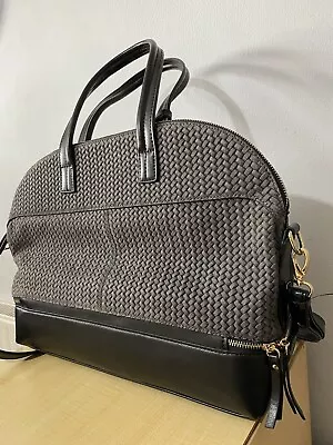 L Credi Large Bag Leather Mix  Tote Cross Body  Black Grey Woven New See Details • £25
