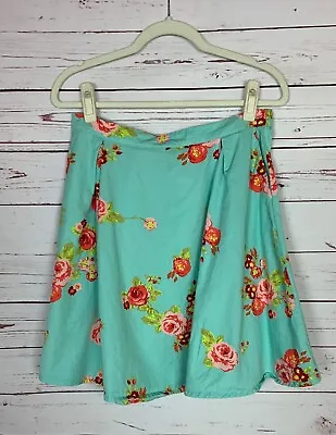 Matilda Jane Skirt Women's L Large Aqua Blue Floral Pockets Elastic Waist Skirt • $25