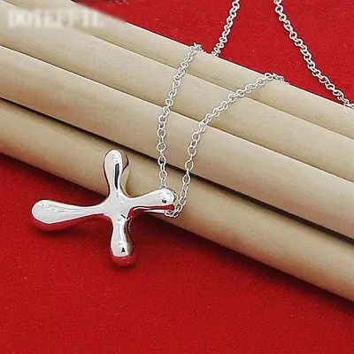 Women's 925 Sterling Silver Small Simple Cross Pendant Necklace 18” Faith N42 • $9.99