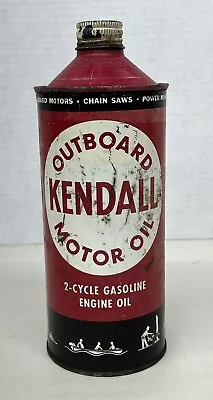 Vtg Kendall Motor Oil Can Outboard Marine Cone Top 2 Cy One Quart 9  Empty Can • $35