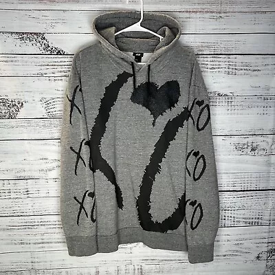 The Weeknd XO H&M Graphic Hoodie Pullover Sweatshirt Gray Black Men’s Size XL • $39.99