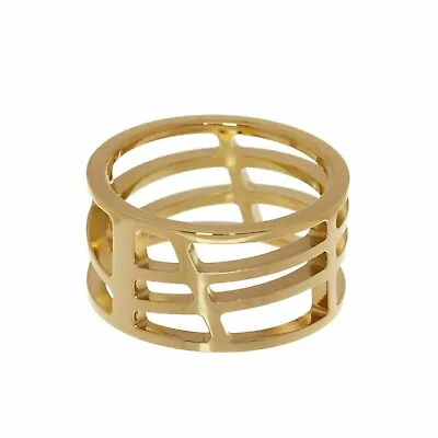 £65🌹CALVIN KLEIN🌹Designer Fab Jewellery Gold Tone Cut Out Detail Ring Size 8 • £26.99