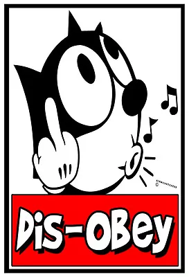 Dis-obey Sticker Funny Felix The Cat Disobey Sticker Lucky 13 Product • $9.72