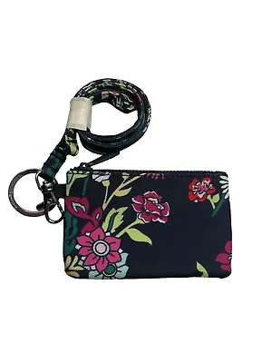 Vera Bradley Reactive Zip ID Case + Lanyard Combo In Itsy Ditsy Floral Blue • $14.55