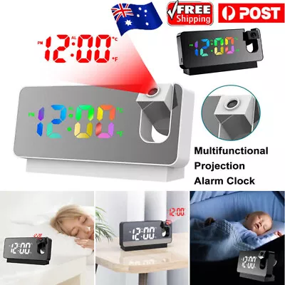 LED Digital Smart Alarm Clock Projection Temperature Time Projector LCD Display • $15.59